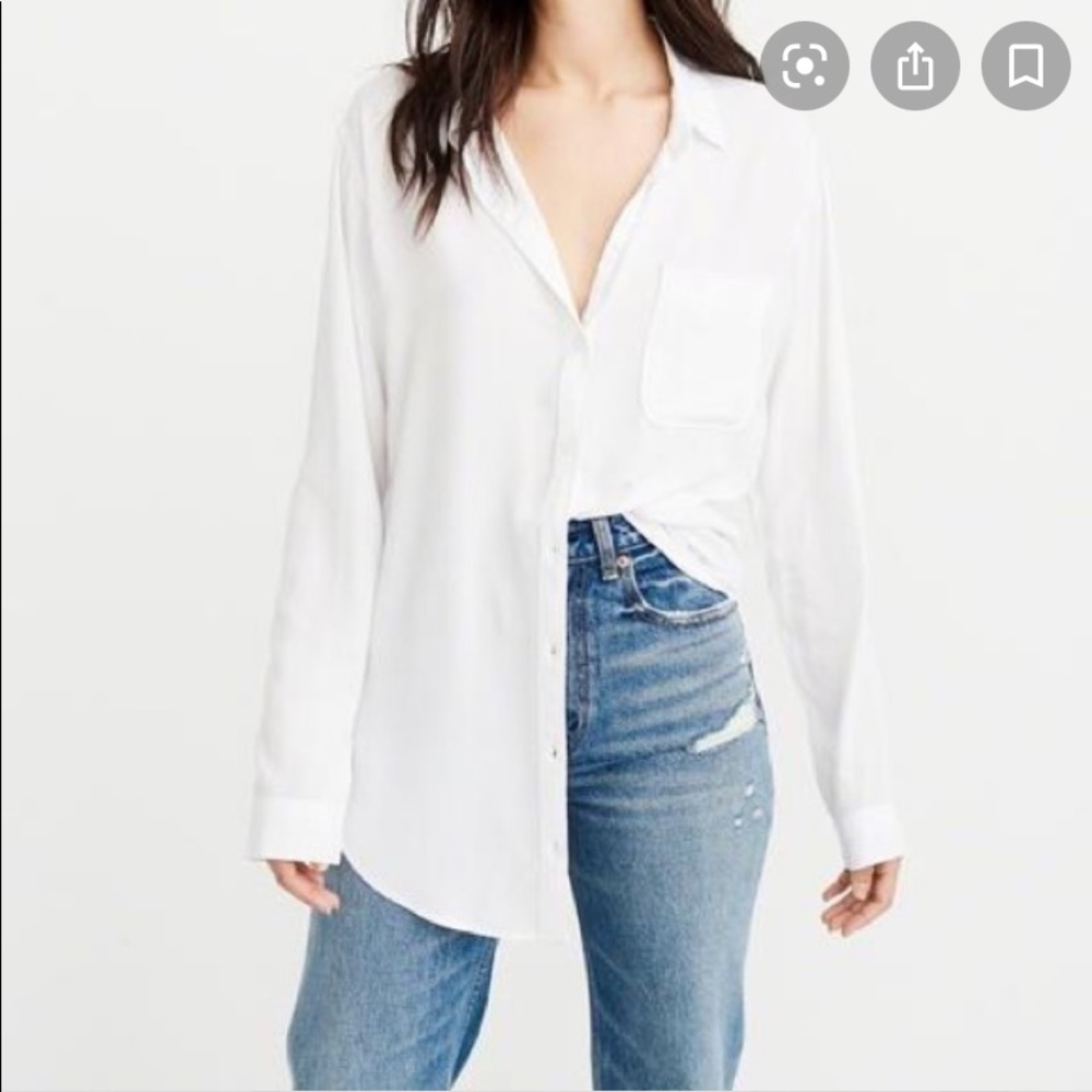Abercrombie White Slim Boyfriend Shirt